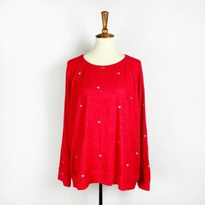 NWT Buffalo David Bitton Red fuzzy heart pullover sweater jumper Size XXL
